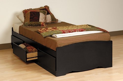 Twin Platform Storage Bed With 3 Drawers By Prepac Furniture  รูปที่ 1