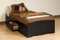 Sonoma Black Finish Twin Size Platform Bed w/3 Storage Drawer 