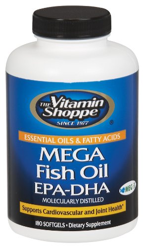 Vitamin Shoppe - Mega Fish Oil, 180 softgels รูปที่ 1