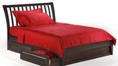 Nutmeg Eastern King Platform Bed w/ Dark Chocolate Finish plus 2-Drawer Set (Oak bed)