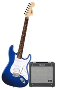 Squier by Fender Stop Dreaming, Start Playing Set: Affinity Strat HSS w/ G, DEC Jr, Metallic Blue ( Guitar Kits )