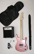 Beginner's 36 Inch Junior Electric Guitar 3/4 Size with Amp Beginner Kit - Metallic Pink ( Guitar Kits )