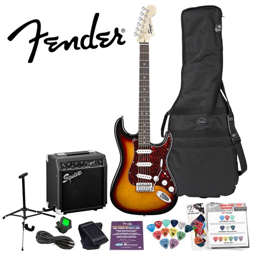 Squier by Fender Stop Dreaming, Start Playing Set: SE Special Brown Sunburst - Includes: Cable, Strap, Strings, Tuner, Instructional DVD, SP10 Squier Amp & Gig Bag, Fender/ GO-DPS 12 Pack Pick Sampler (Part# DPS-FN-SAMPLER) ( Guitar Kits ) รูปที่ 1