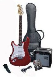 SX RST 3/4 LH CAR Red Left Handed Short Scale Guitar Package with Amp, Carry Bag and Instructional DVD ( Guitar Kits ) รูปที่ 1