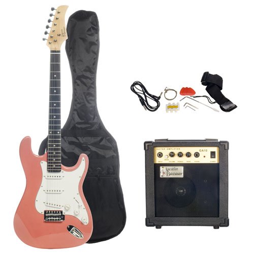 Barcelona 39 Inch Metallic Pink Electric Guitar with 10 Watt Amp ( Guitar Kits ) รูปที่ 1