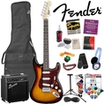 Squier by Fender Stop Dreaming, Start Playing Value Pack: Brown Sunburst SE Special Strat with Squier SP-10 Amp (Also includes: Samson Headphones, Fender Guitar Slide, Dunlop Capo, Fender/ GO-DPS 12 Pack Pick Sampler (Part# DPS-FN-SAMPLER) & Fender String Care & Polishing Kit ( Guitar Kits )