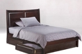 Saffron Eastern King Platform Bed w/ Dark Chocolate Finish plus 4-Drawer Set (Oak bed)