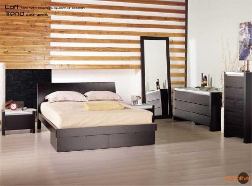 Mobital Modern Wenge Platform Bed With Drawer  รูปที่ 1