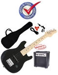 Kids 30 Inches Electric Guitar Package 1/4 Size Black ST01-BK ( Fever guitar Kits ) )