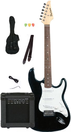 New Black Beginner Electric Guitar Package with Amp Case Strap Picks Pack ( Guitar Kits ) รูปที่ 1