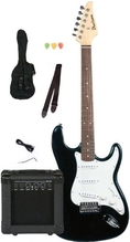 New Black Beginner Electric Guitar Package with Amp Case Strap Picks Pack ( Guitar Kits )