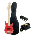 Barcelona Kid's Mini Electric Guitar with Amplifier Combo - Red ( Guitar Kits )