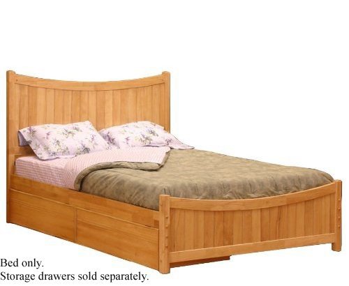 Twin Size Platform Bed with Footboard Natural Maple Finish  รูปที่ 1