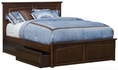 Twin Size Platform Bed with Raised Panel Footboard Antique Walnut Finish 