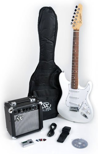 SX RST Pure White Electric Guitar Package with GA 1065 AMP, Strap, Carry Bag, and Instructional DVD ( Guitar Kits ) รูปที่ 1