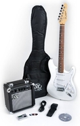 SX RST Pure White Electric Guitar Package with GA 1065 AMP, Strap, Carry Bag, and Instructional DVD ( Guitar Kits )