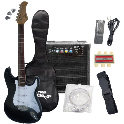 GSI All-In-One Complete Musical Electric Guitar Package - Includes Quality Stylish Wood Black Guitar, High Powered Amplifier Speaker, Carrying Case And Accessories - For Beginners And Musicians ( GSI guitar Kits ) ) รูปที่ 1