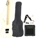 White Full Size Electric Guitar with Amp Case Strap Cord Picks Pack Beginner Starter Package ( Guitar Kits )