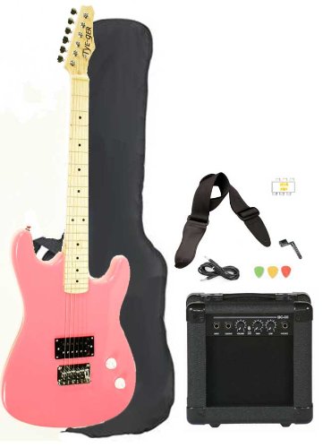 Pink Full Size Electric Guitar with Amp Case Strap Cord Picks Pack Beginner Starter Package ( Guitar Kits ) รูปที่ 1