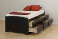 Prepac Manufacturing BTBX-Bed Black Tall Platform Storage Bed - Prepac 