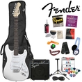 Squier by Fender Stop Dreaming, Start Playing Value Pack: Arctic White SE Special Strat with Squier SP-10 Amp (Upgrade Pack includes: Fender/ GO-DPS 12 Pack Pick Sampler (Part# DPS-FN-SAMPLER), Fender String Winder, Squier Strings, Samson Headphones, Fender Guitar Slide, Dunlop Capo and String Care & Polishing Kit) ( Guitar Kits )