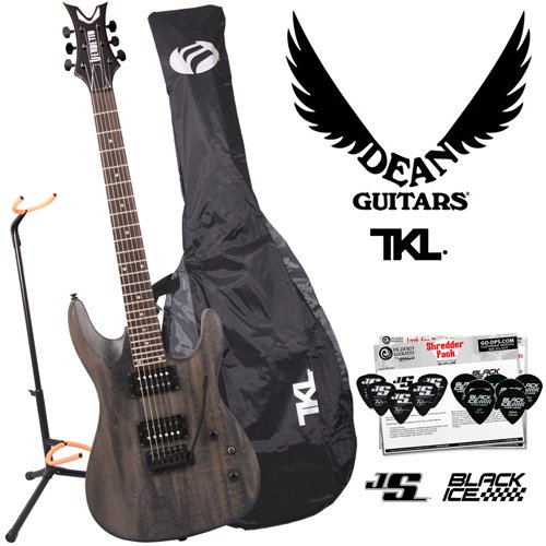 Dean Vendetta XMT Transparent Black Satin (VNXMT-TBKS) Electric Guitar with Tremolo - Includes: Planet Waves 12-Pick Shredder Pack, Ultra Stand & TKL Gig Bag ( Guitar Kits ) รูปที่ 1