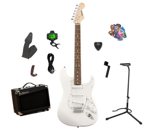 Legacy Solid Body Electric Guitar, White, w Accessory Bundle and Bonus 10W Amp ( Legacy guitar Kits ) ) รูปที่ 1