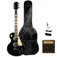 Barcelona LP Style Full Size Electric Guitar Set with 10 Watt Amp - Black ( Guitar Kits )