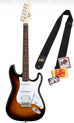 Squier by Fender Bullet Strat HSS, Rosewood Fretboard and Tremolo Combo with Levy Nylon Strap, Guitar Strings, Polishing Cloth, and Pick Card - Brown Sunburst ( Guitar Kits ) รูปที่ 1