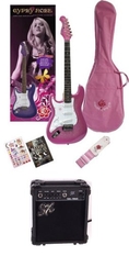 SX GRE1K LH CPK + GA 1565 STCAD Left Handed Pink Extended Electric Guitar Package w/Carry Bag, Instructional DVD, Amp and Strap ( Guitar Kits )