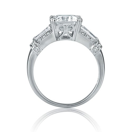 Sterling Silver Asscher Cut Cubic Zirconia Cz Ring Womens Engagemen