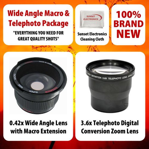Canon T3i T2i 550d Digital Slr Camera 0.42X Wide Angle Fisheye / Macro Lens & 3.6X Telephoto Lens Package This Kit Includes 0.42X Wide Angle Fisheye Lens + 3.6x Telephoto Lens + Cleaning Cloth + More ( Sunset Lens ) รูปที่ 1