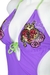 รูปย่อ Swimsuit Purple Triangle Top & Tie Side Bottom Sequins Monokini Bathing Suit (Type one Piece) รูปที่2