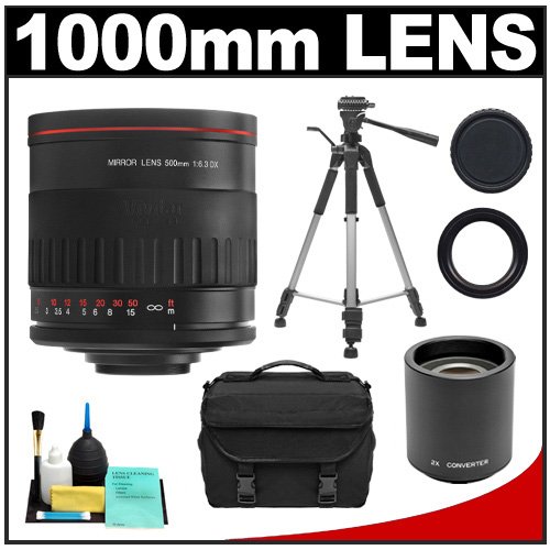 Vivitar 500mm f/6.3 Series 1 Multi-Coated Mirror Lens with 2x Teleconverter (=1000mm) + Tripod + Case + Accessory Kit for Nikon D40, D60, D90, D300, D300s, D3, D3x, D7000, D3000, D3100, D3s & D5000 Digital SLR Cameras ( Vivitar Lens ) รูปที่ 1