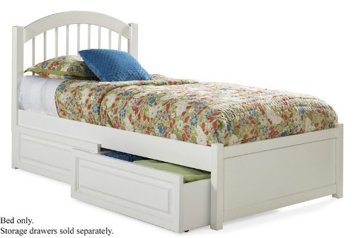 Full Size Windsor Style Platform Bed with Flat Panel Footboard White Finish  รูปที่ 1