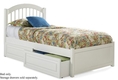 King Size Windsor Style Platform Bed with Flat Panel Footboard White Finish 