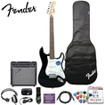 Fender Squier Affinity Special Black Strat Stop Dreaming, Start Playing Set with Fender Frontman Amp® 1 & Fender/ GO-DPS 12 Pack Pick Sampler (Part# DPS-FN-SAMPLER) ( Squier Affinity guitar Kits ) )