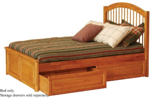 Full Size Windsor Style Platform Bed with Raised Panel Footboard Caramel Latte Finish  รูปที่ 1