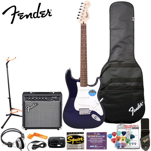 Fender Squier Affinity Special Metallic Blue Strat Stop Dreaming, Start Playing Set with Basic Upgrade Pack - Includes: Fender/ GO-DPS 12 Pack Pick Sampler (Part# DPS-FN-SAMPLER), Squier Strings & Fender String Winder ( Squier Affinity guitar Kits ) ) รูปที่ 1