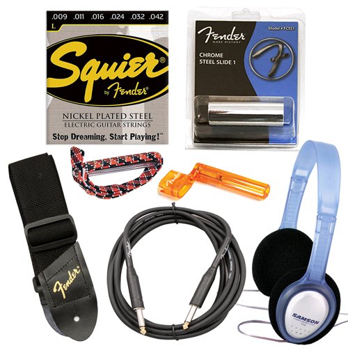 Fender Squier Affinity Black Strat HSS with G-DEC® Junior Amp Stop Dreaming, Start Playing Set with Fender/ GO-DPS 12 Pack Pick Sampler (Part# DPS-FN-SAMPLER), Squier Strings, Fender String Winder, Fender Slide, Dunlop Capo, Samson Headphones, Ultra Stand and Fender Polishing Spray, String Cleaner & Polishing Cloth ( Squier Affinity guitar Kits ) ) รูปที่ 6