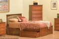 Queen Size Platform Bed with Raised Panel Footboard Caramel Latte Finish 