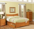 Full Size Platform Bed with Footboard Caramel Latte Finish 