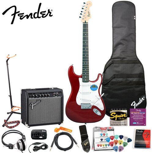 Fender Squier Affinity Special Metallic Red Strat Stop Dreaming, Start Playing Value Set - Upgrade Pack Includes: Fender/ GO-DPS 12 Pack Pick Sampler (Part# DPS-FN-SAMPLER), Squier Strings, Fender String Winder, Ultra Stand, Dunlop Capo & Fender Slide ( Squier Affinity guitar Kits ) ) รูปที่ 1
