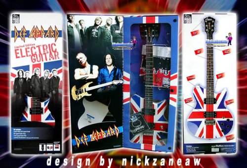 RARE Limited (only 9,000) Def Leppard Electric Guitar W/Band Autograph & COA ( Washburn Lyon guitar Kits ) ) รูปที่ 1