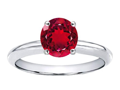 1.60 cttw Created Ruby Solitaire Engagement Ring - 14kt White or Yellow Gold รูปที่ 1