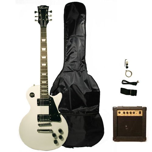 Barcelona LP Style Full Size Electric Guitar Set with 10 Watt Amp - White ( Barcelona guitar Kits ) ) รูปที่ 1