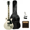 Barcelona LP Style Full Size Electric Guitar Set with 10 Watt Amp - White ( Barcelona guitar Kits ) )