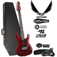 Dean Custom 350 Floyd Electric Guitar Trans Red Kit - Includes: Guitar Cable, Planet Waves Strap, Shredder 12-Pick Sampler Pack & Coffin Case 