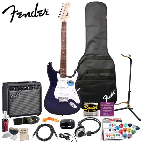 Fender Squier Affinity Special Metallic Blue Strat Stop Dreaming, Start Playing Set with Upgrade Pack - Includes: Fender/ GO-DPS 12 Pack Pick Sampler (Part# DPS-FN-SAMPLER), Squier Strings, Fender String Winder, Ultra Stand, Fender Polishing Kit & Fender String Cleaner ( Guitar Kits ) รูปที่ 1