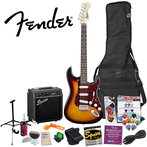 Squier by Fender Stop Dreaming, Start Playing Value Pack: Brown Sunburst Strat - SE Special with Squier SP-10 Amp (Upgrade Pack includes: Headphones and String Care & Polishing Kit) and Fender/ GO-DPS 12 Pack Pick Sampler (Part# DPS-FN-SAMPLER) ( Squier by Fender guitar Kits ) ) รูปที่ 1
